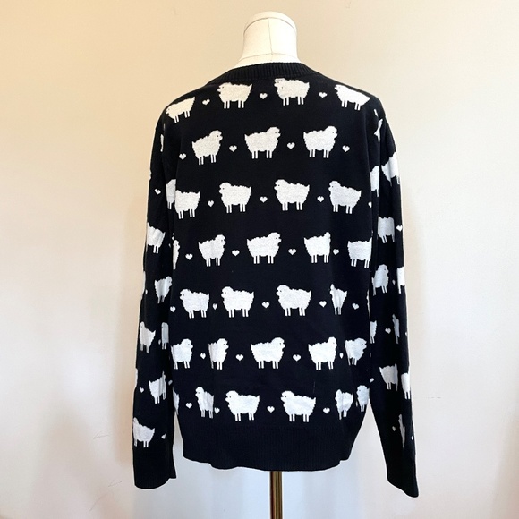 Charter Club Sheep Sweater PXL Black Pink Princess Diana Alternative Novelty - Picture 5 of 10